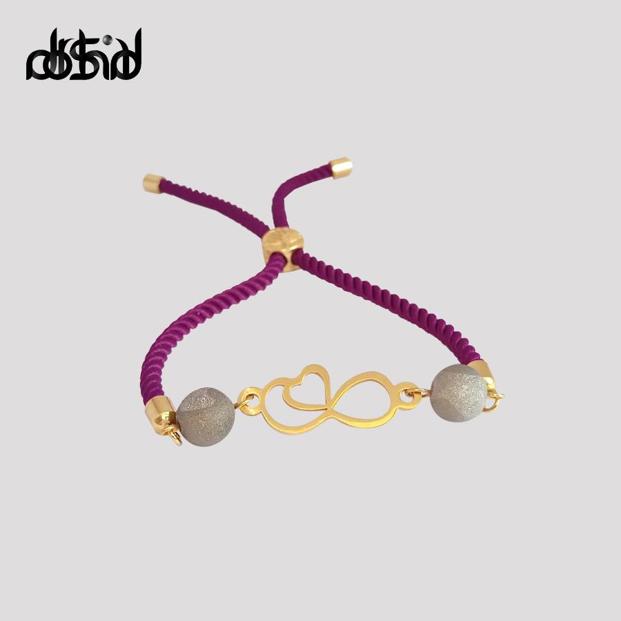 طراحی خلاقانه دستبند زنانه آسانسوری سنگ ژئود با پلاک استیل 